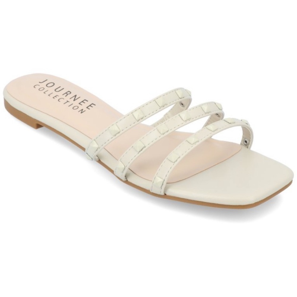 Journee Collection Women Camarie Slip On
Slide Multi Strap Sandals, Beige 9